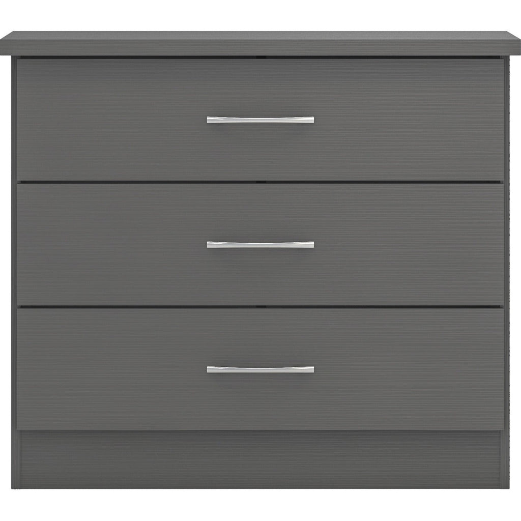 Nevada 3 Drawer Chest - 3D Effect Grey