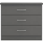 Nevada 3 Drawer Chest - 3D Effect Grey