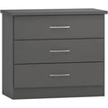 Nevada 3 Drawer Chest - 3D Effect Grey
