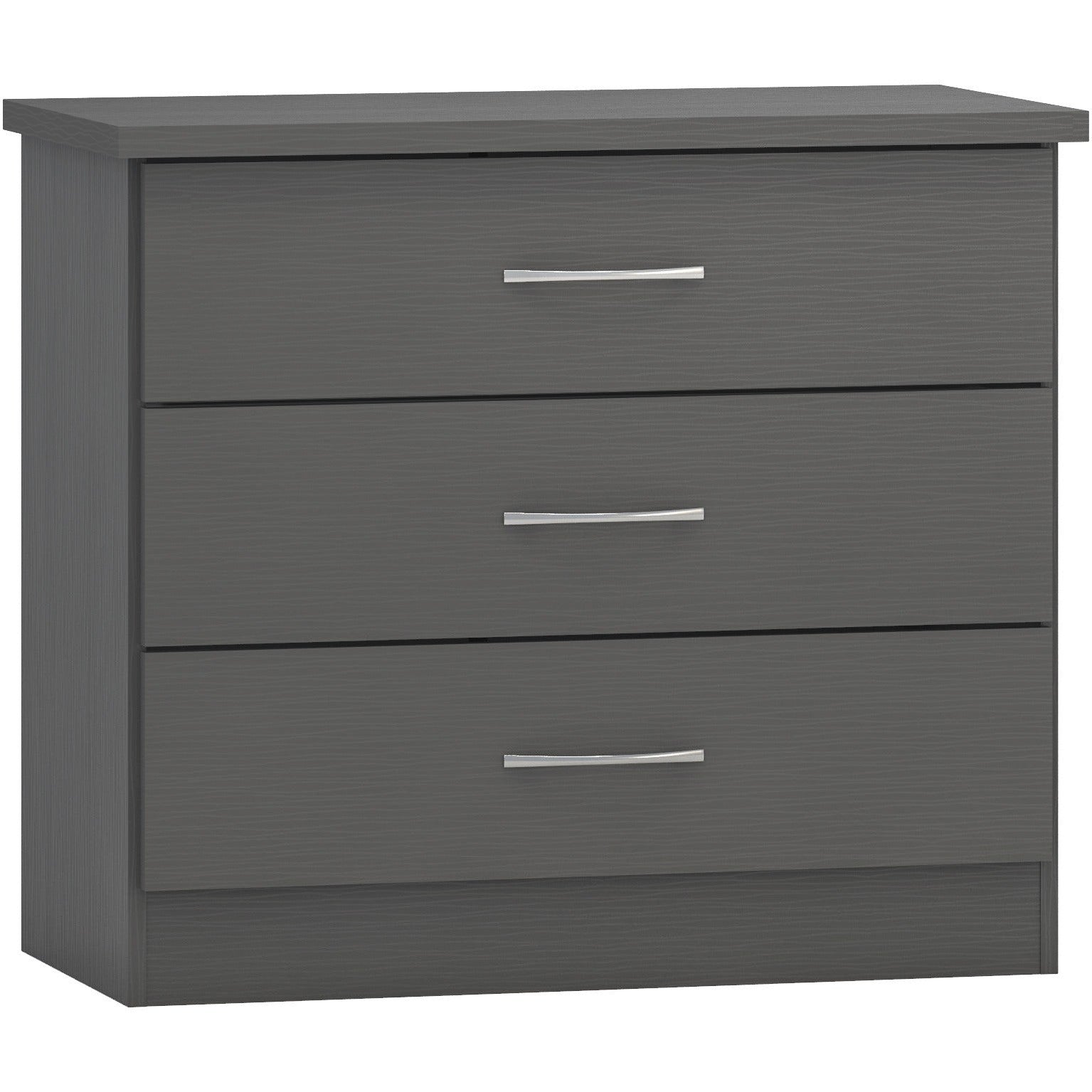 Nevada 3 Drawer Chest - 3D Effect Grey