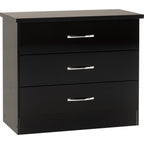 Nevada 3 Drawer Chest - Black Gloss