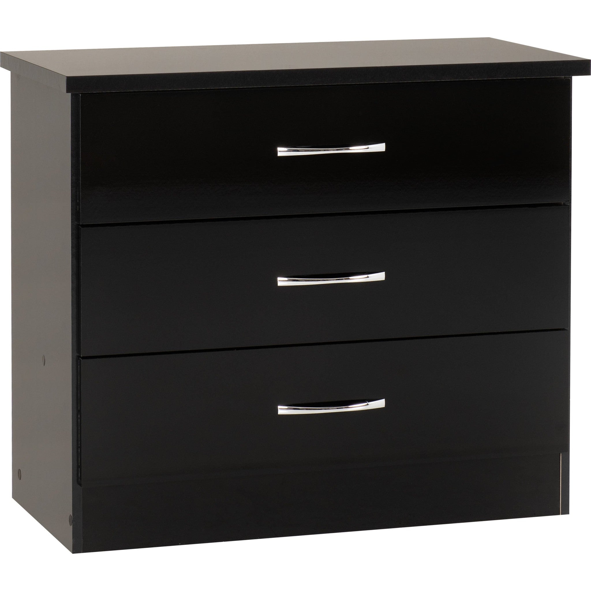 Nevada 3 Drawer Chest - Black Gloss