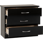 Nevada 3 Drawer Chest - Black Gloss