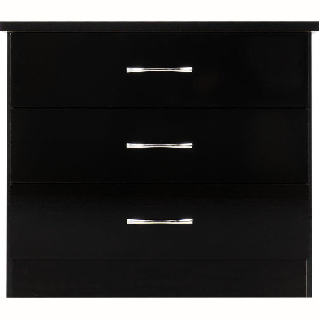 Nevada 3 Drawer Chest - Black Gloss