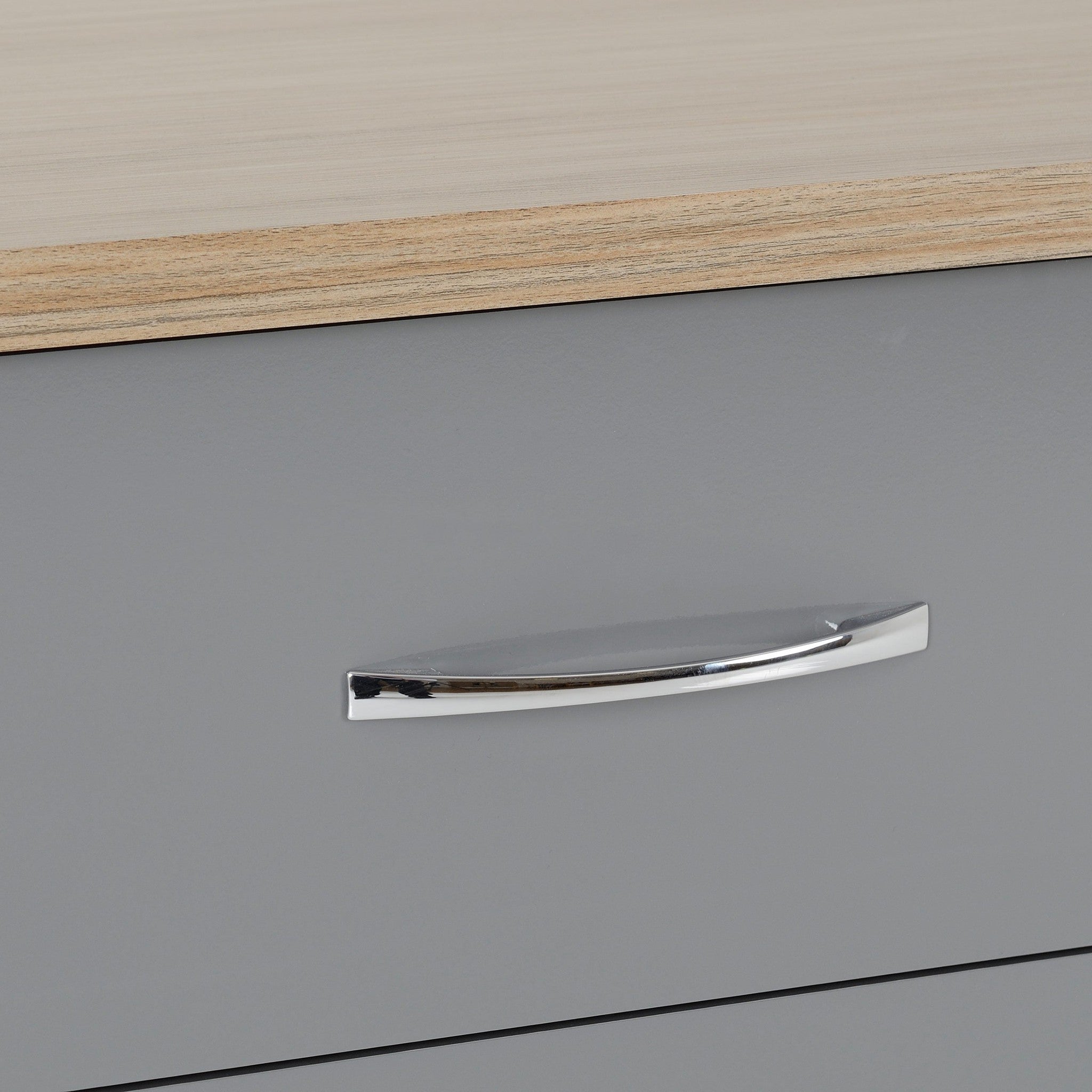 Nevada 3 Drawer Chest - Grey Gloss/Light Oak Effect Veneer