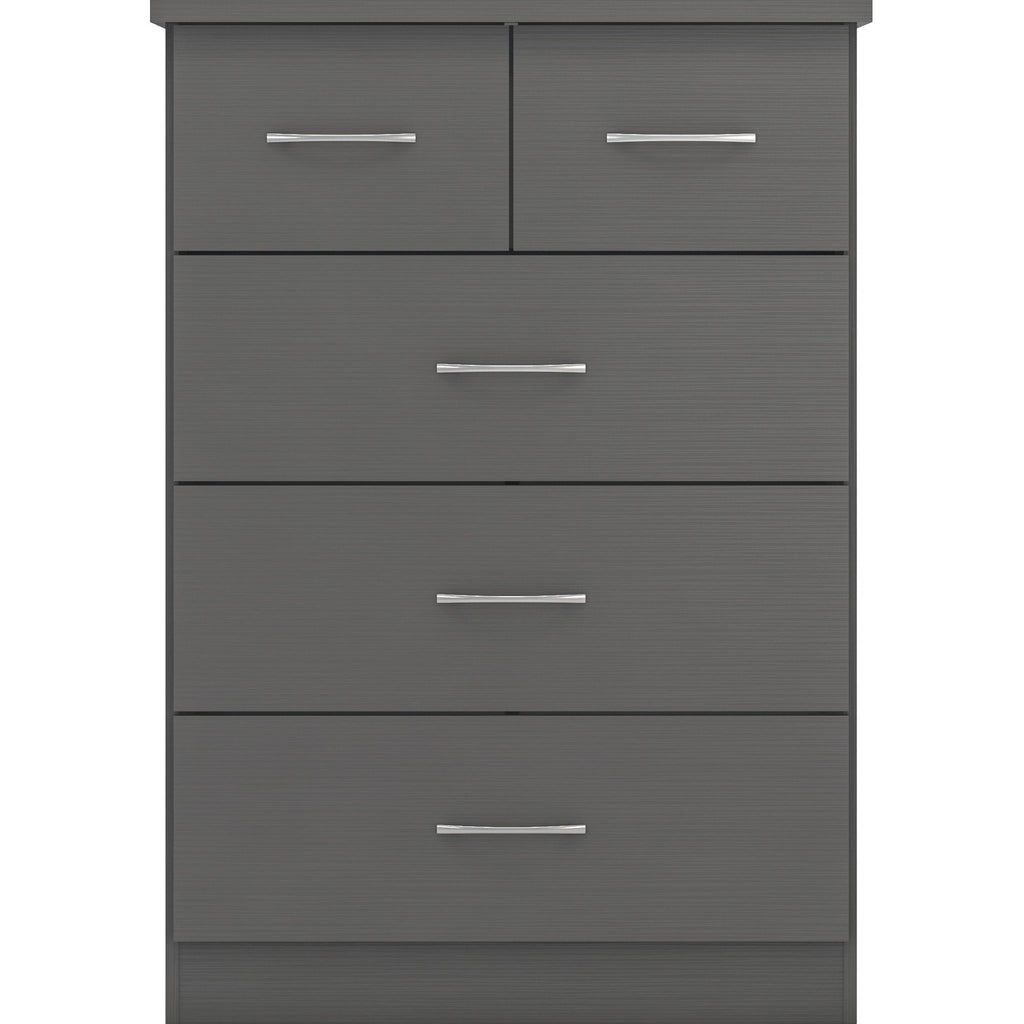 Nevada 3+2 Drawer Chest - 3D Effect Grey