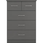 Nevada 3+2 Drawer Chest - 3D Effect Grey