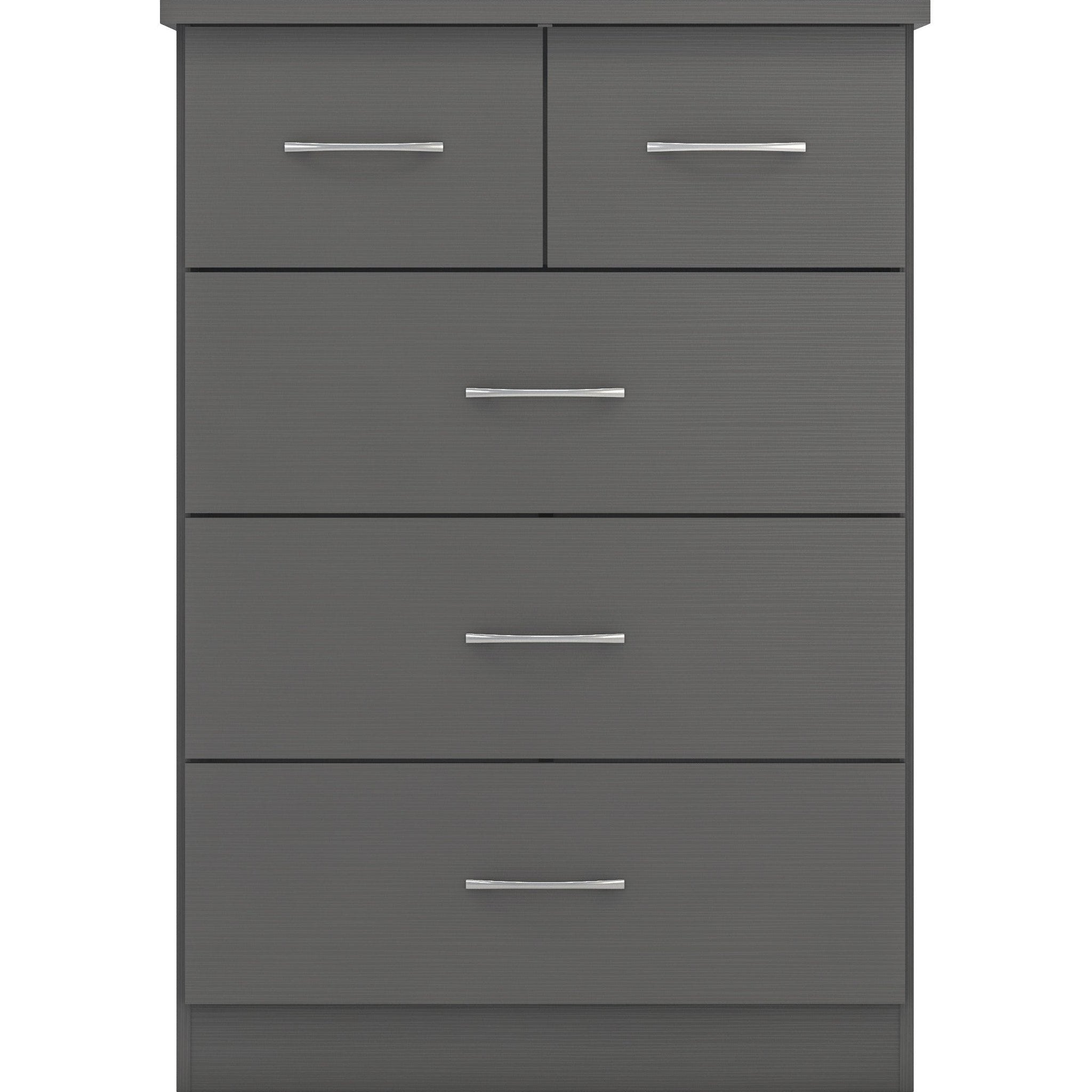 Nevada 3+2 Drawer Chest - 3D Effect Grey