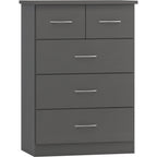 Nevada 3+2 Drawer Chest - 3D Effect Grey