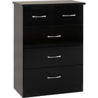 Nevada 3+2 Drawer Chest - Black Gloss