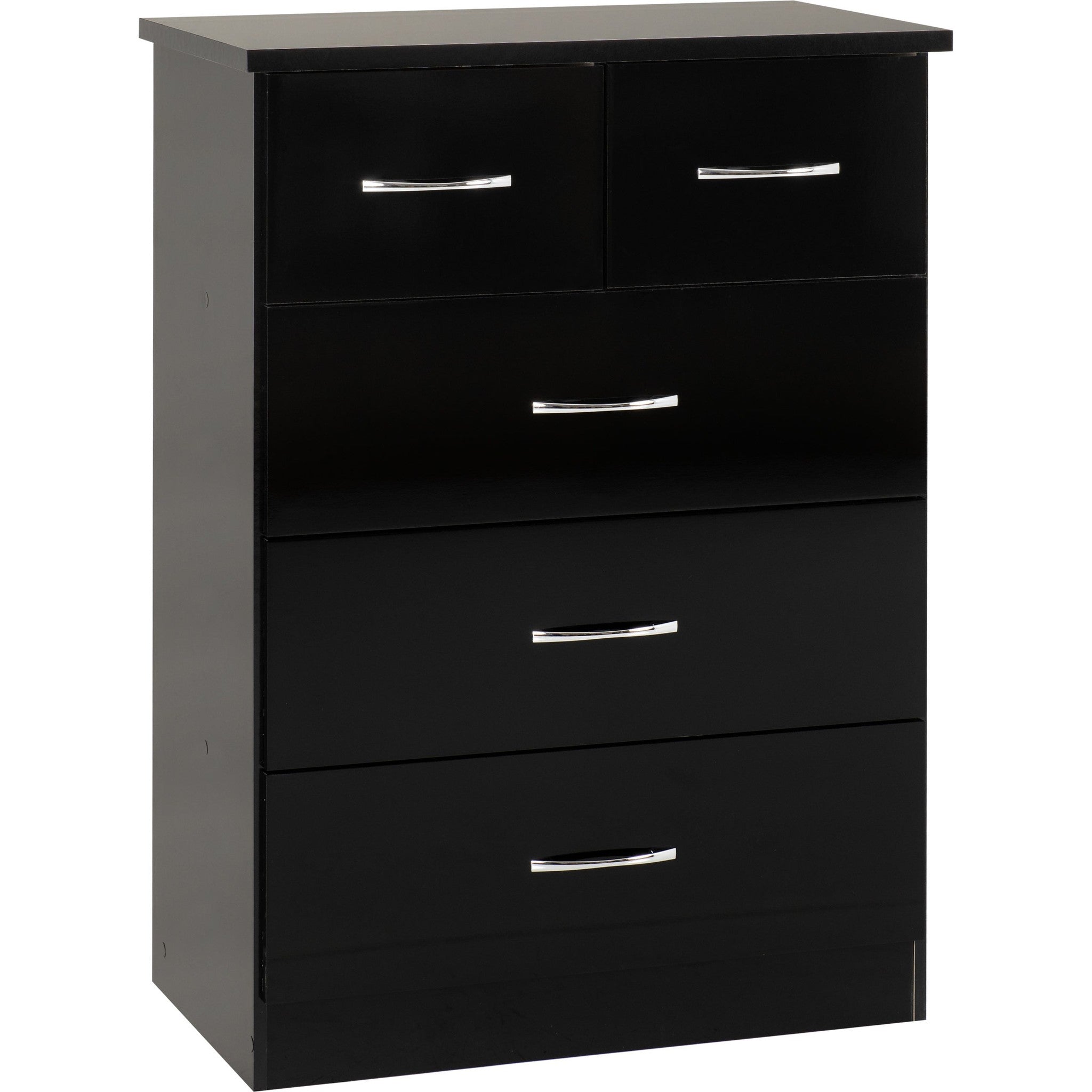 Nevada 3+2 Drawer Chest - Black Gloss