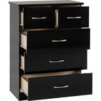 Nevada 3+2 Drawer Chest - Black Gloss