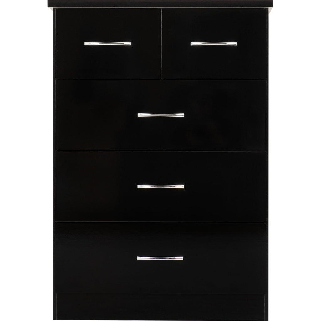 Nevada 3+2 Drawer Chest - Black Gloss