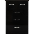 Nevada 3+2 Drawer Chest - Black Gloss