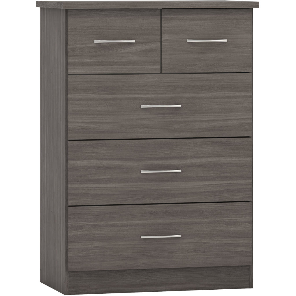 Nevada 3+2 Drawer Chest - Black Wood Grain