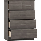 Nevada 3+2 Drawer Chest - Black Wood Grain