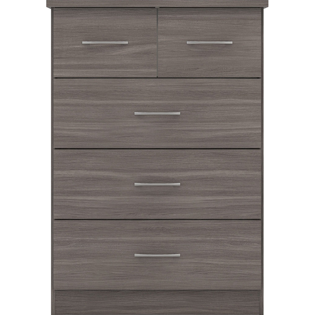 Nevada 3+2 Drawer Chest - Black Wood Grain