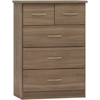Nevada 3+2 Drawer Chest - Rustic Oak Effect