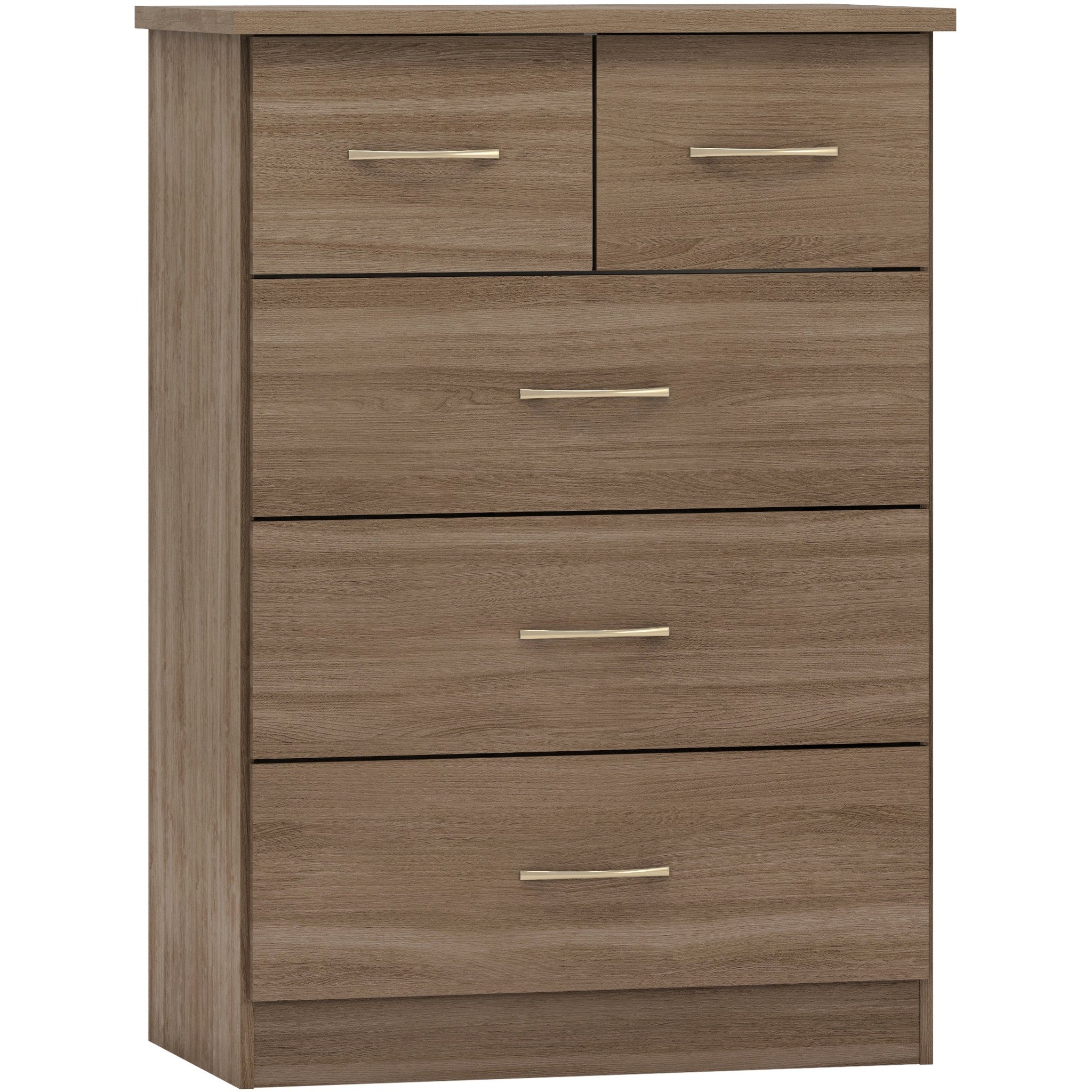 Nevada 3+2 Drawer Chest - Rustic Oak Effect