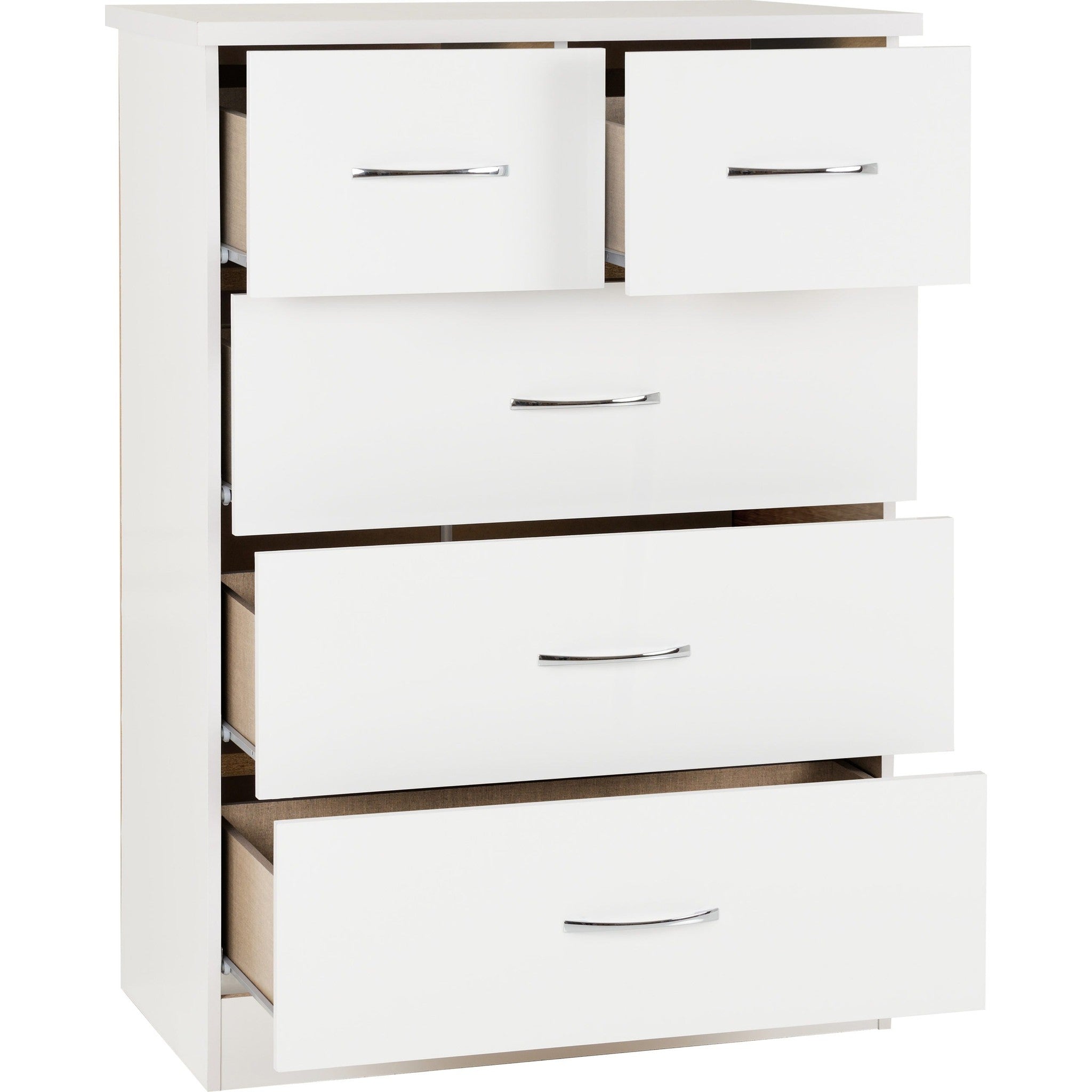 Nevada 3+2 Drawer Chest - White Gloss