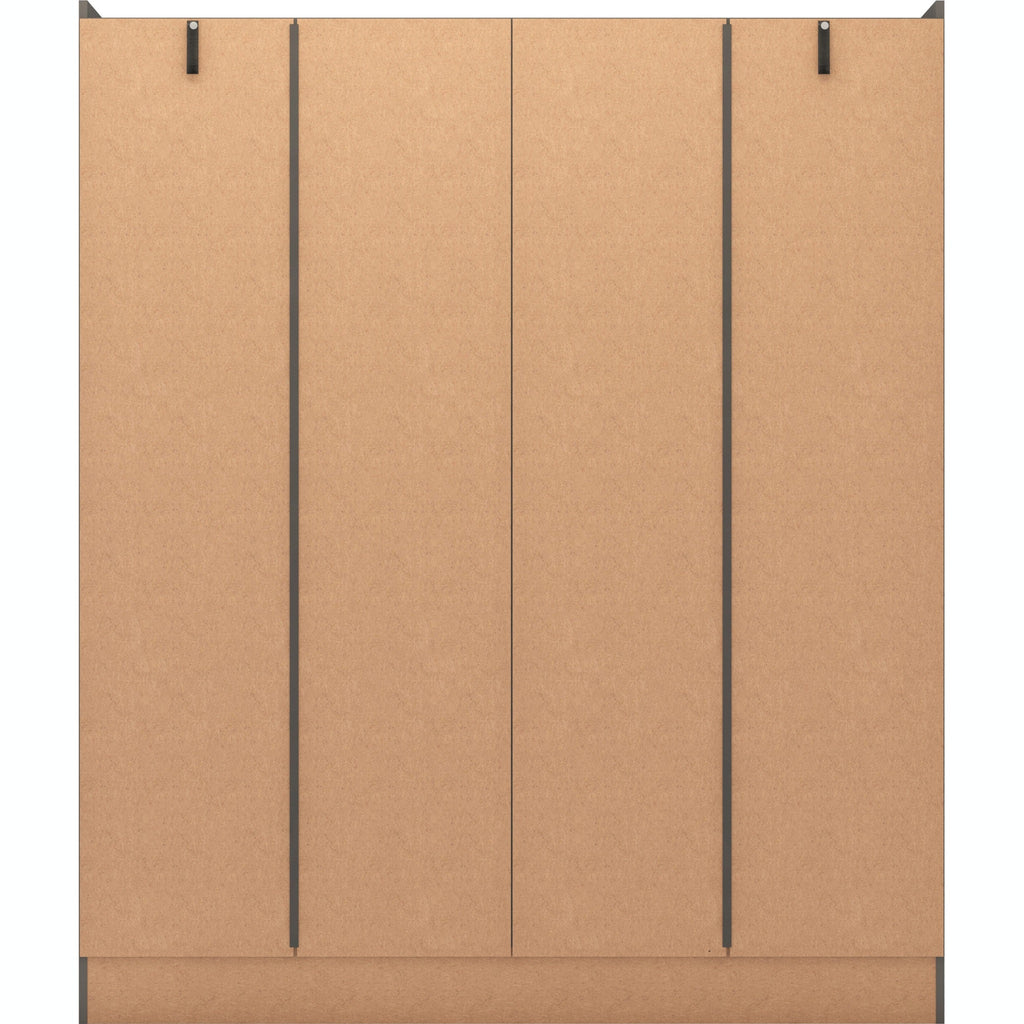 Nevada 4 Door 2 Drawer Wardrobe - 3D Effect Grey