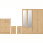 Nevada 4 Door 2 Drawer Wardrobe Bedroom Set - Sonoma Oak Effect