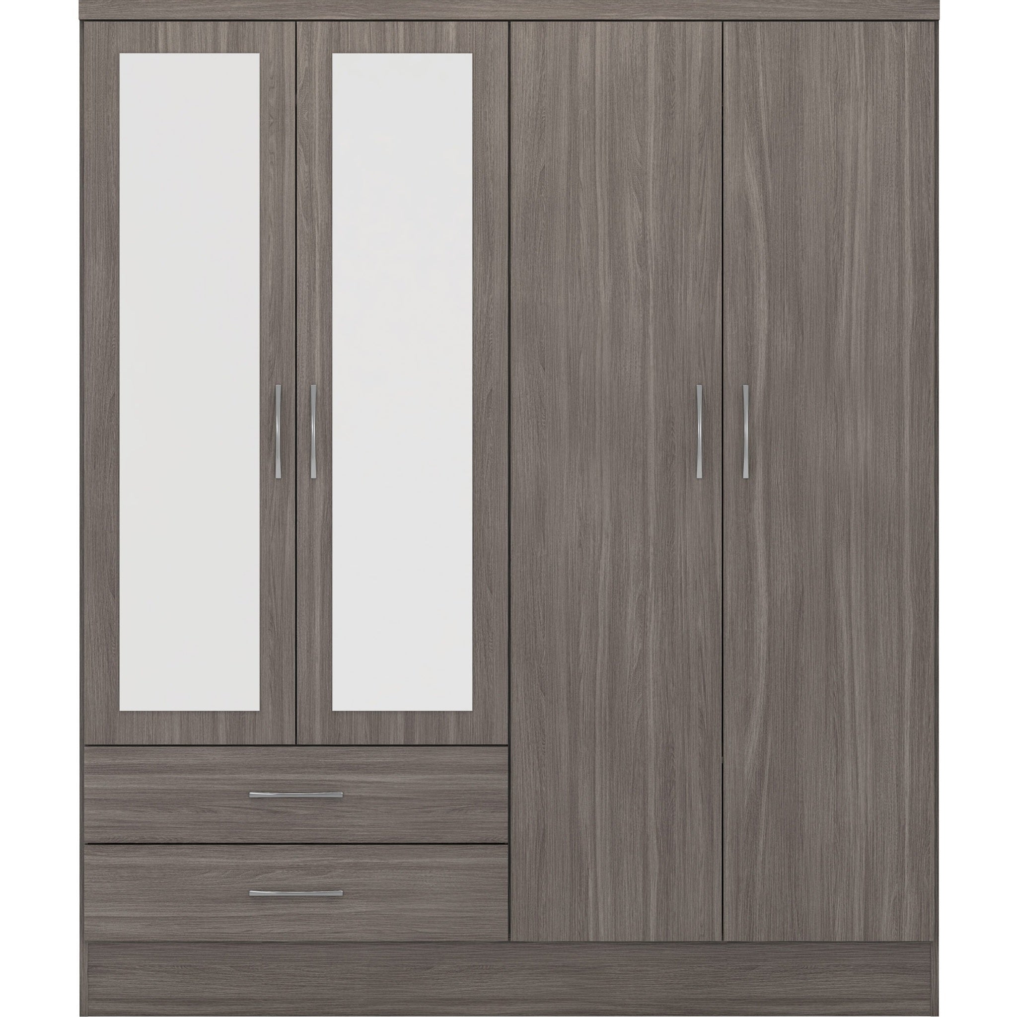 Nevada 4 Door 2 Drawer Wardrobe - Black Wood Grain