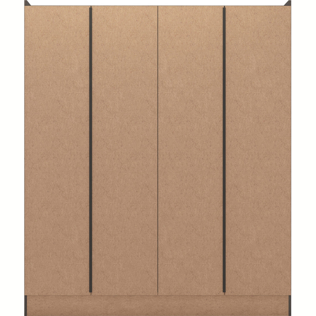 Nevada 4 Door 2 Drawer Wardrobe - Black Wood Grain