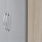Nevada 4 Door 2 Drawer Wardrobe - Grey Gloss/Light Oak Effect Veneer