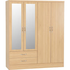 Nevada 4 Door 2 Drawer Wardrobe - Sonoma Oak Effect
