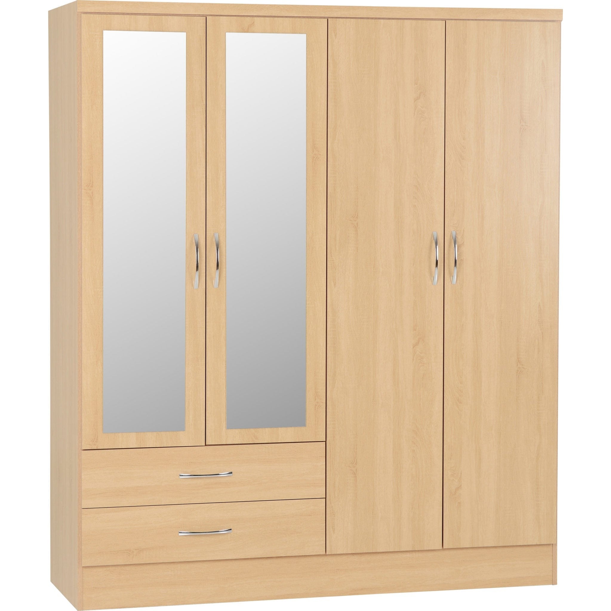 Nevada 4 Door 2 Drawer Wardrobe - Sonoma Oak Effect