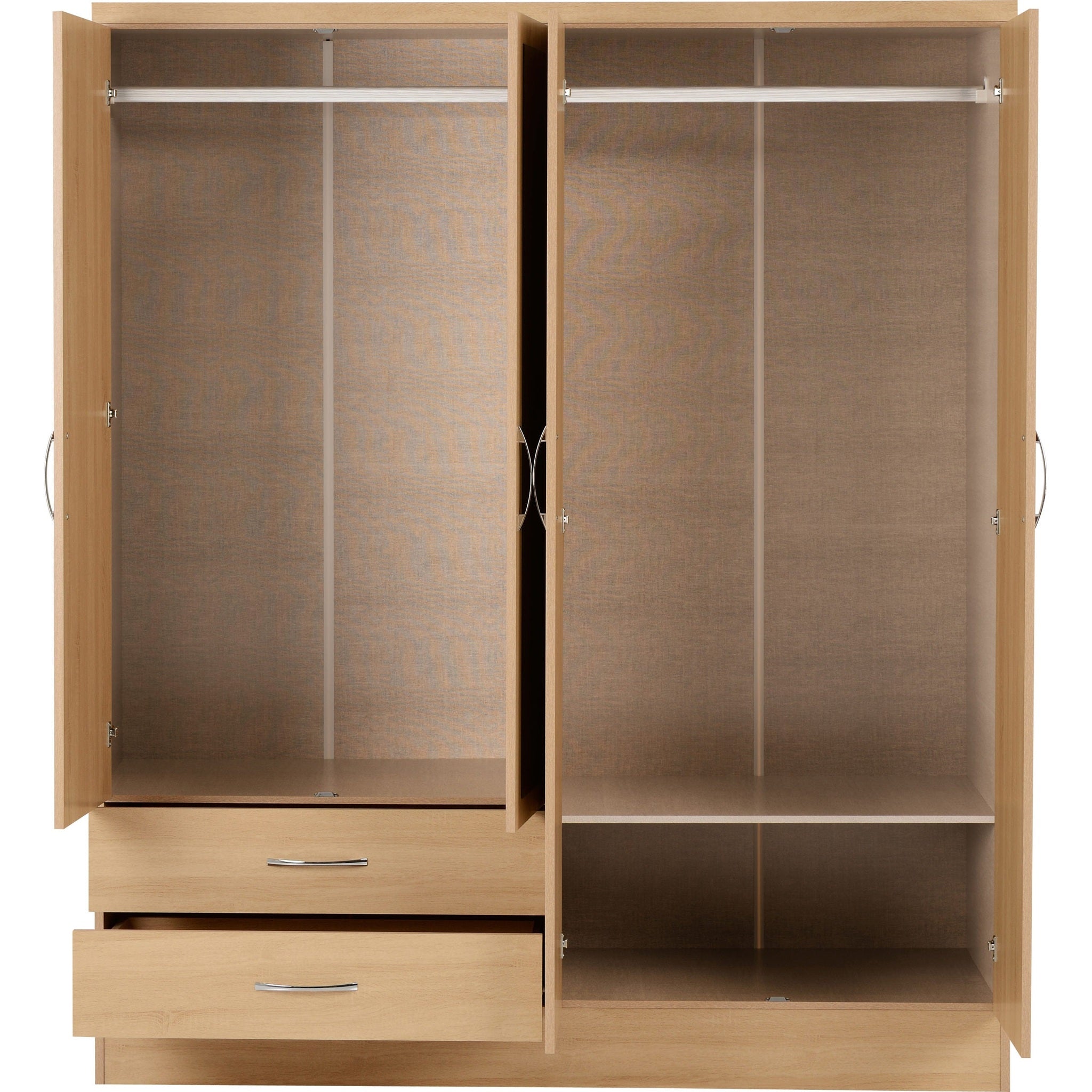 Nevada 4 Door 2 Drawer Wardrobe - Sonoma Oak Effect