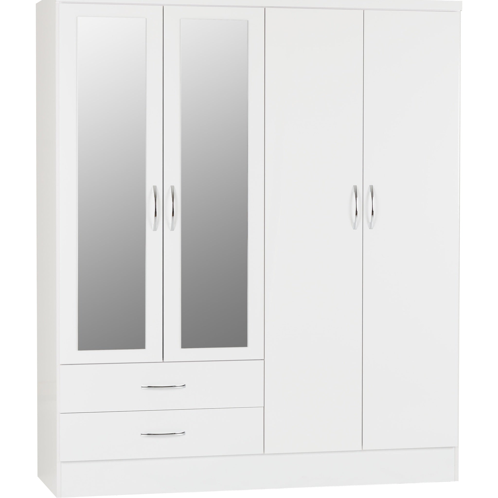 Nevada 4 Door 2 Drawer Wardrobe - White Gloss