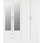 Nevada 4 Door 2 Drawer Wardrobe - White Gloss