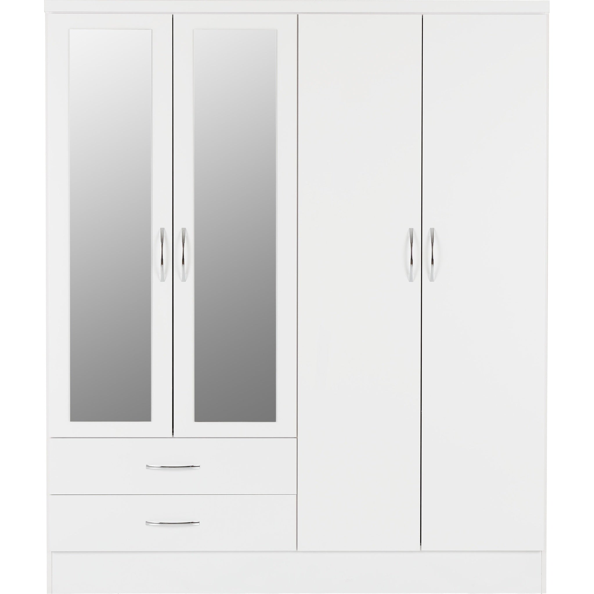 Nevada 4 Door 2 Drawer Wardrobe - White Gloss