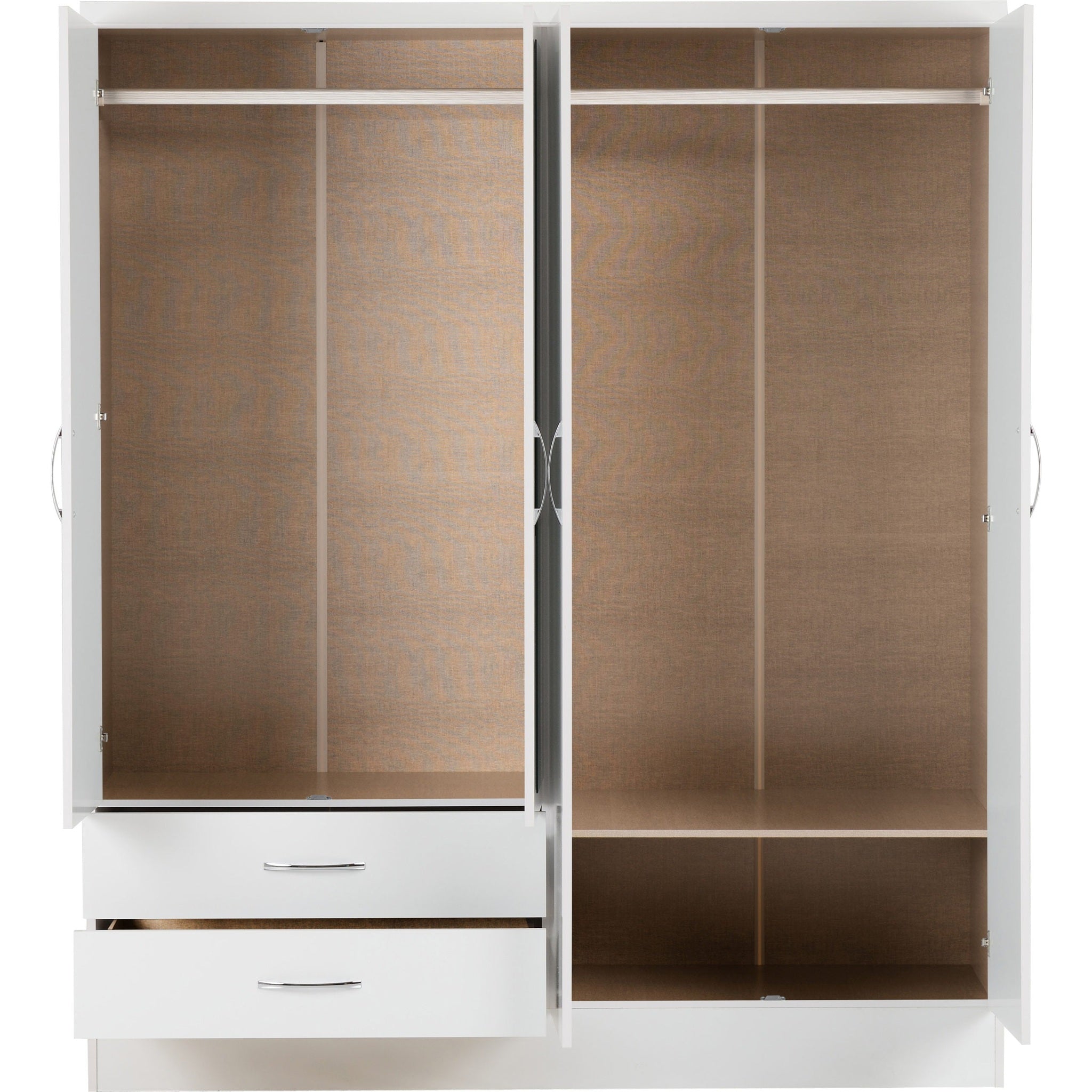 Nevada 4 Door 2 Drawer Wardrobe - White Gloss