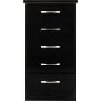 Nevada 5 Drawer Narrow Chest - Black Gloss