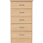 Nevada 5 Drawer Narrow Chest - Sonoma Oak Effect