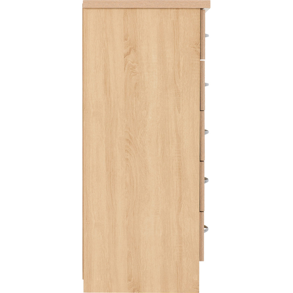 Nevada 5 Drawer Narrow Chest - Sonoma Oak Effect
