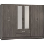 Nevada 6 Door 2 Drawer Wardrobe - Black Wood Grain