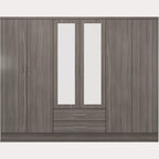 Nevada 6 Door 2 Drawer Wardrobe - Black Wood Grain