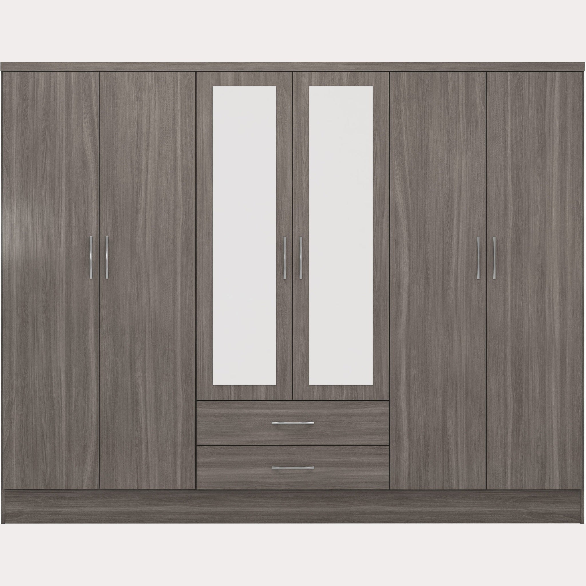 Nevada 6 Door 2 Drawer Wardrobe - Black Wood Grain