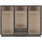 Nevada 6 Door 2 Drawer Wardrobe - Black Wood Grain