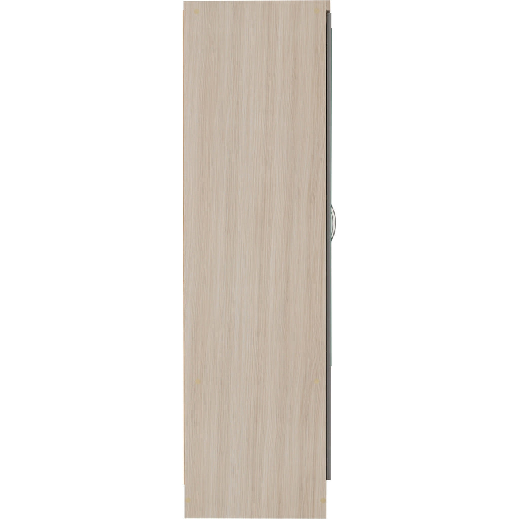 Nevada 6 Door 2 Drawer Wardrobe - Grey Gloss/Light Oak Effect Veneer
