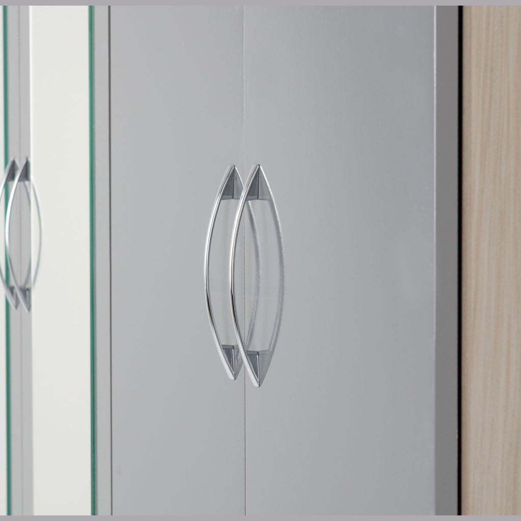 Nevada 6 Door 2 Drawer Wardrobe - Grey Gloss/Light Oak Effect Veneer