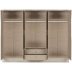 Nevada 6 Door 2 Drawer Wardrobe - Oyster Gloss/Light Oak Effect Veneer