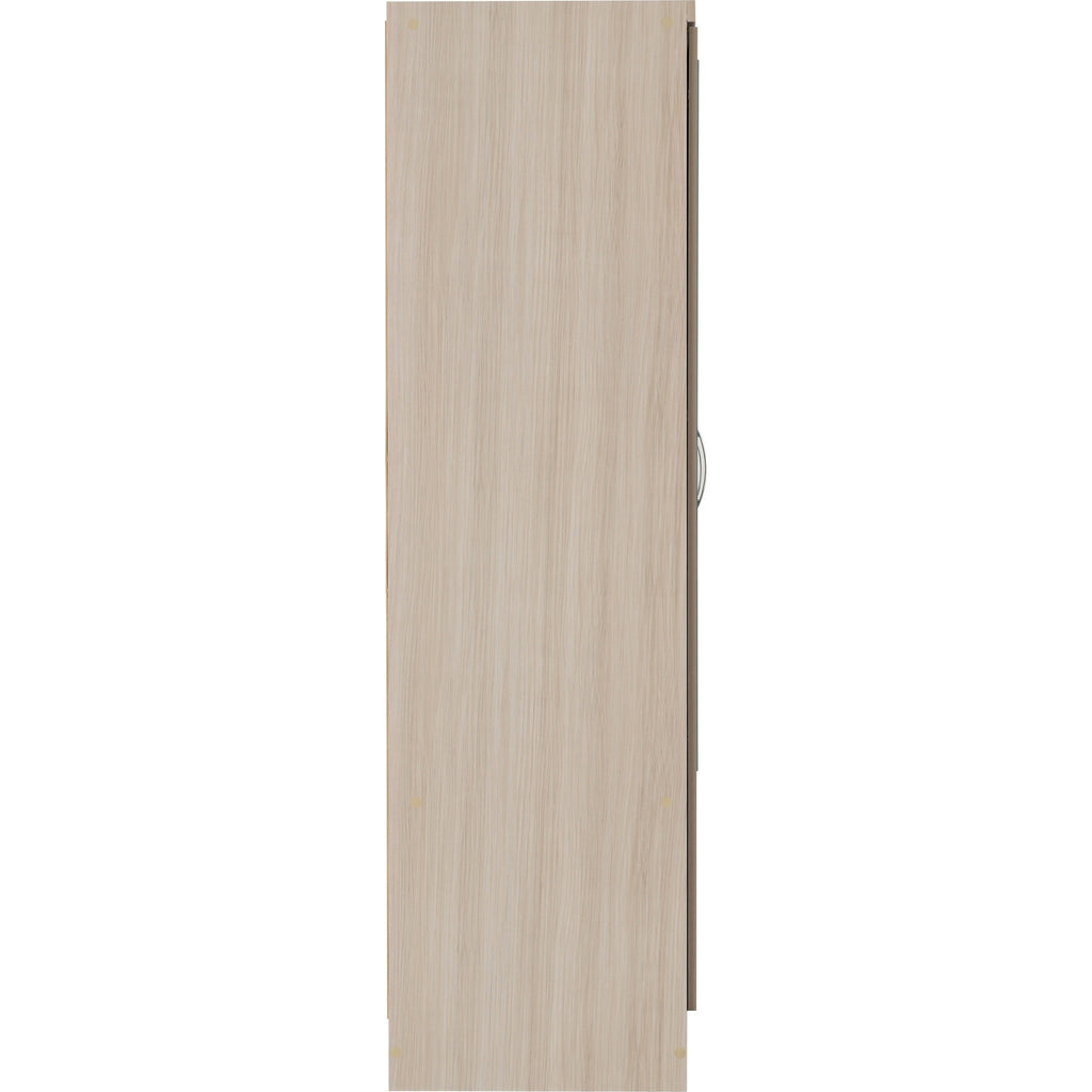 Nevada 6 Door 2 Drawer Wardrobe - Oyster Gloss/Light Oak Effect Veneer