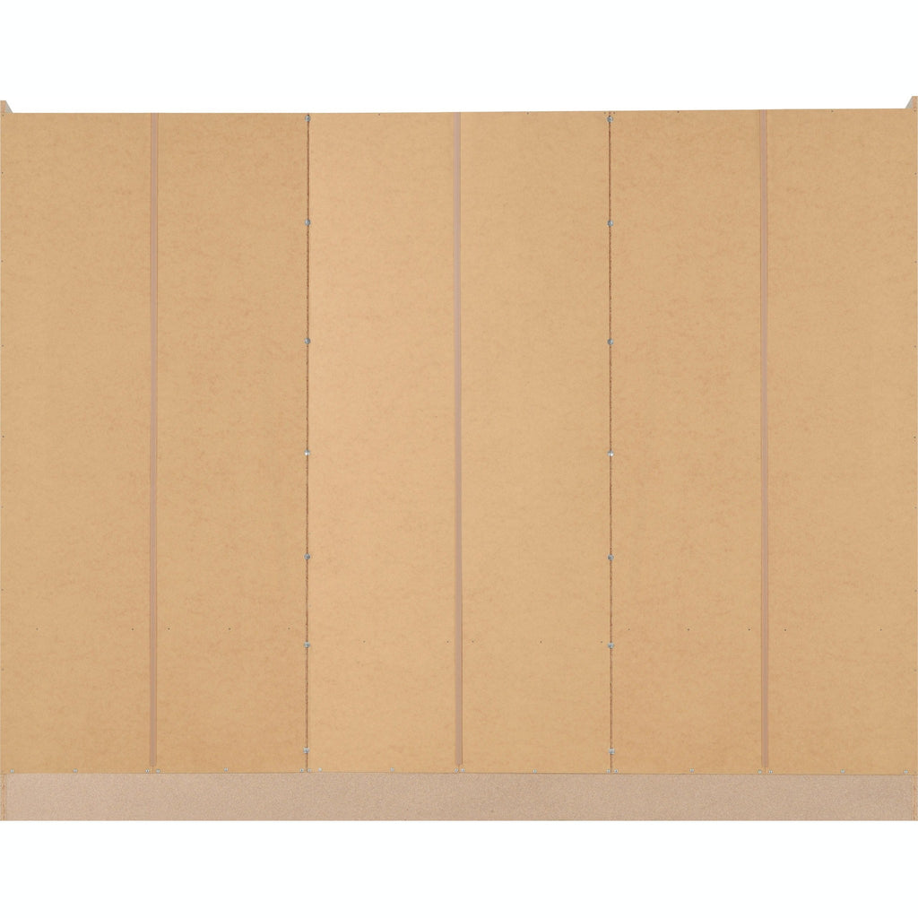 Nevada 6 Door 2 Drawer Wardrobe - Oyster Gloss/Light Oak Effect Veneer