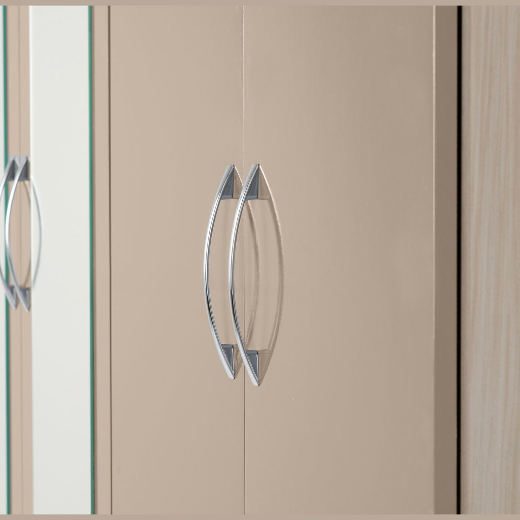 Nevada 6 Door 2 Drawer Wardrobe - Oyster Gloss/Light Oak Effect Veneer