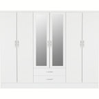 Nevada 6 Door 2 Drawer Wardrobe - White Gloss